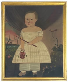 AMERICAN FOLK ART PORTRAIT, c. 1840
