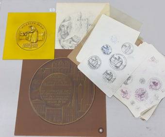 ERNEST MORENON STUDIES FOR VARIOUS MEDALS PROJECTS