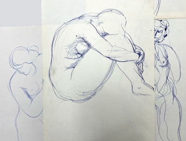 (on 12) ERNEST MORENON NUDE DRAWINGS