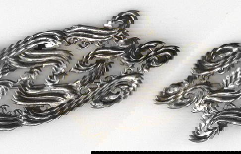 SPRATLING JEWELRY - MEXICAN SILVER BROOCH: William Spratling, marked Spratling of Mexico / Silson Inc. / SM / also marked Patented; 3.25"long; 2"h NOTE: We cannot approve bidders during the auction. Please register as soon as possible.