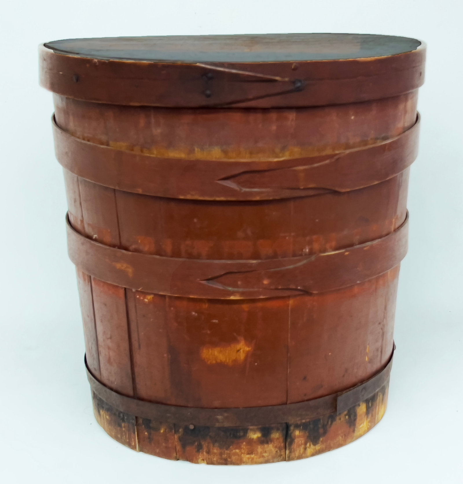 AMERICAN NEW ENGLAND PAINTED, LIDDED FIRKIN BARREL (1 of 1)