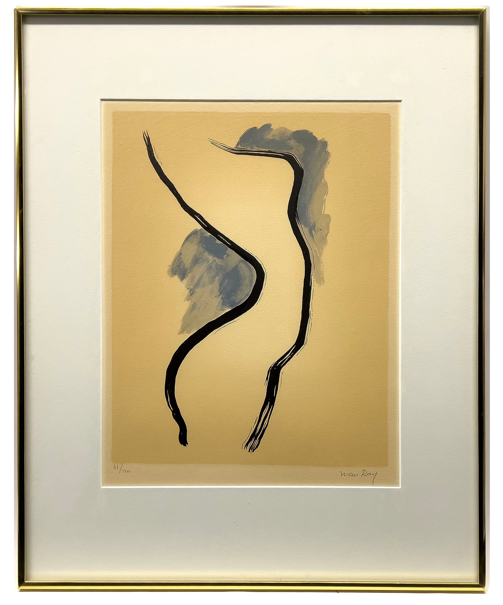 MAN RAY (American/France, 1890-1976) LITHOGRAPH: sgn. l.r. in pencil Man Ray; numbered l.l. 41/180 from the Origin of the Species series, 1970's lithograph in colors on Arches paper; image 16 by 12.5 in.; matted, framed under glass 26 by 21 in. This