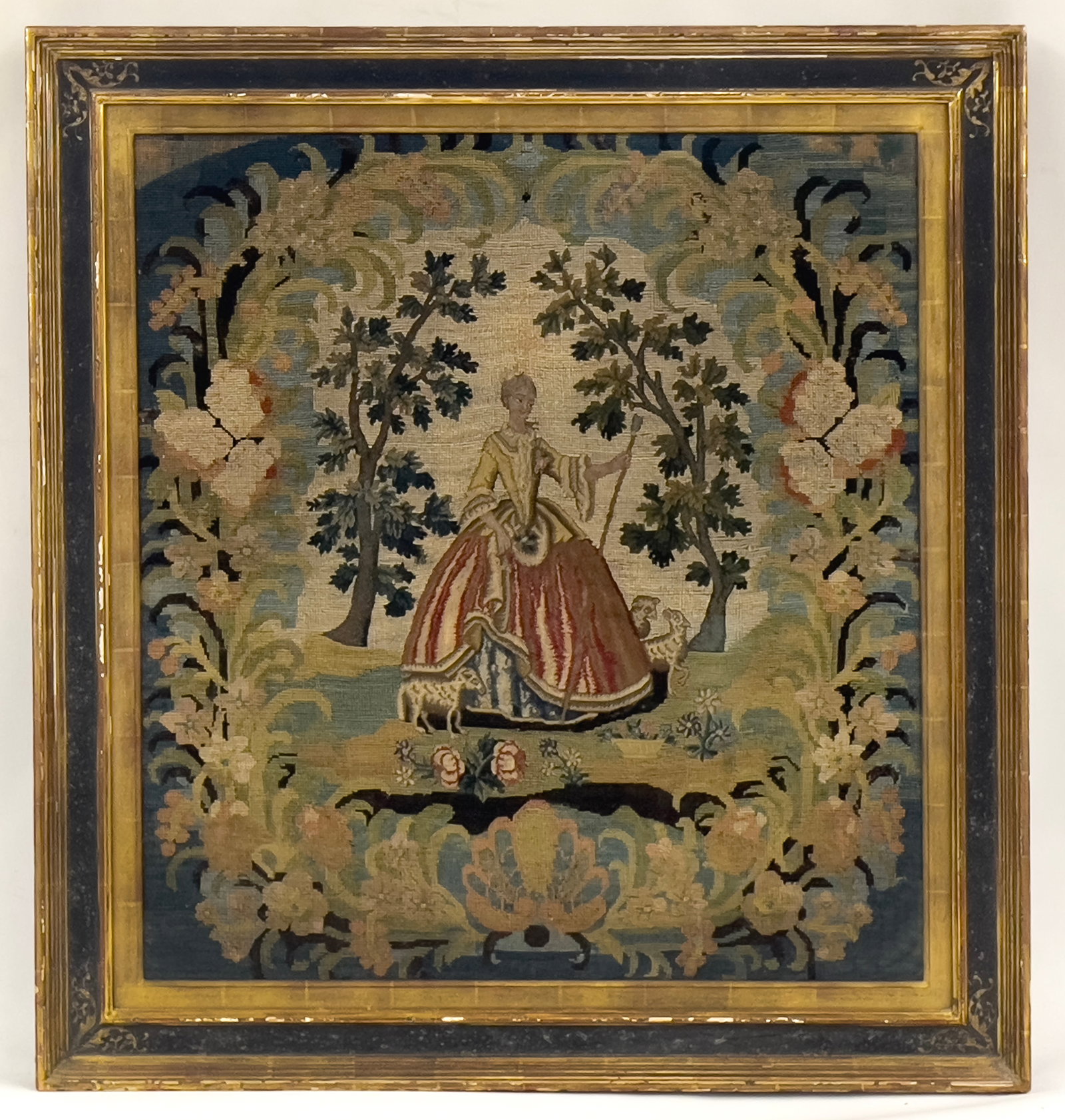 19th C. FRAMED NEEDLEPOINT TEXTILE (1 of 3)