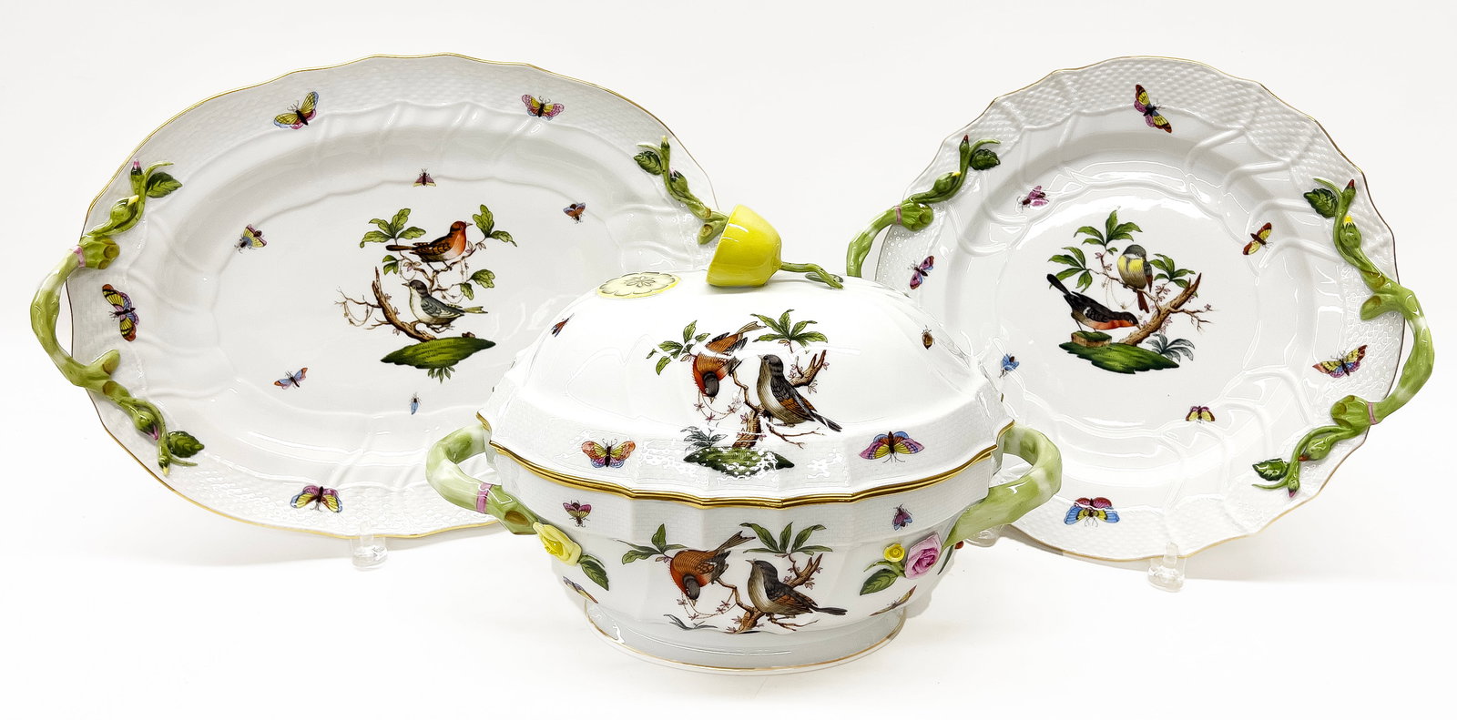 (on 3) HEREND PORCELAIN, ROTHSCHILD BIRD PATTERN (1 of 2)