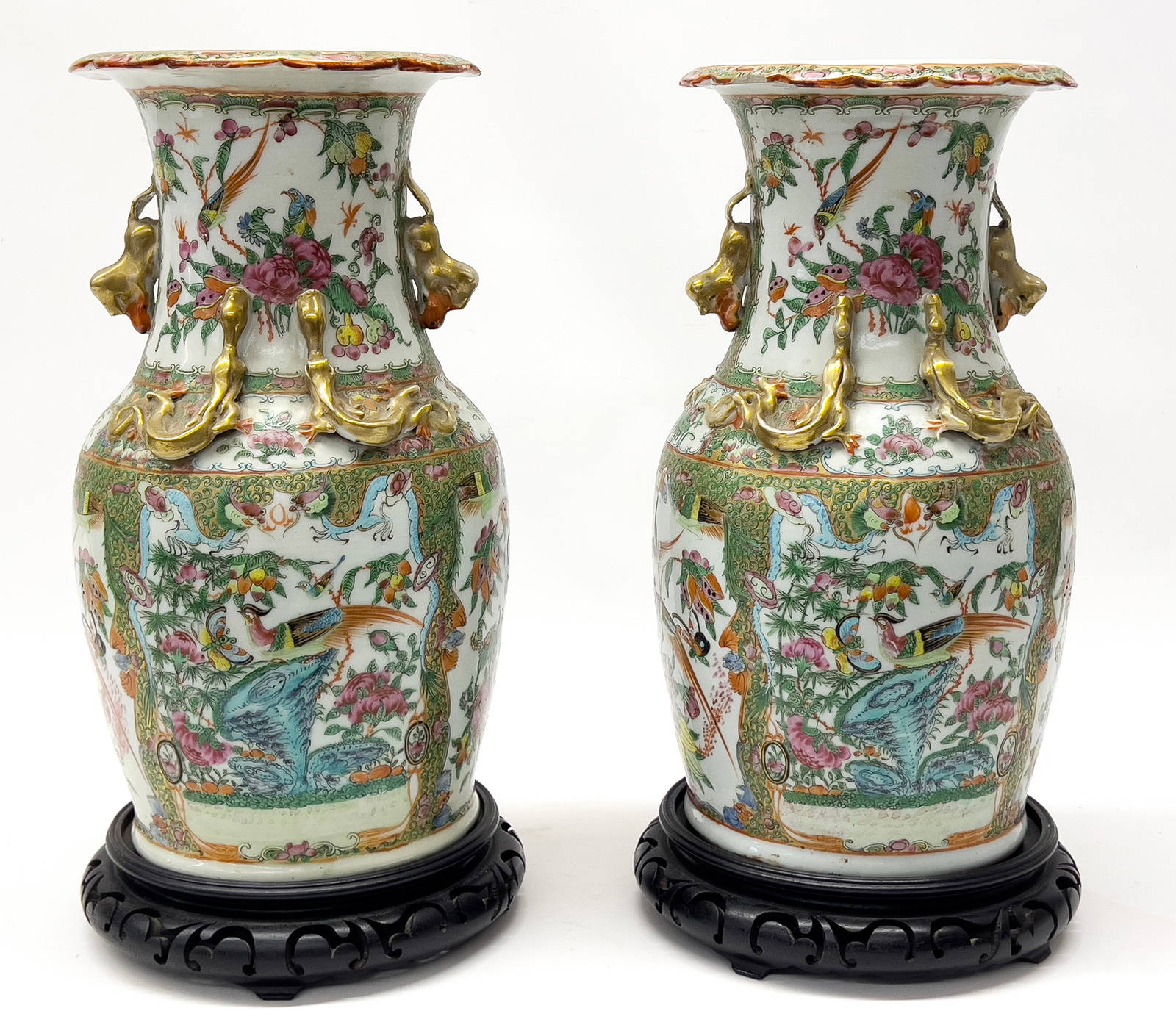 PAIR OF CHINESE EXPORT PORCELAIN ROSE FAMILLE VASES