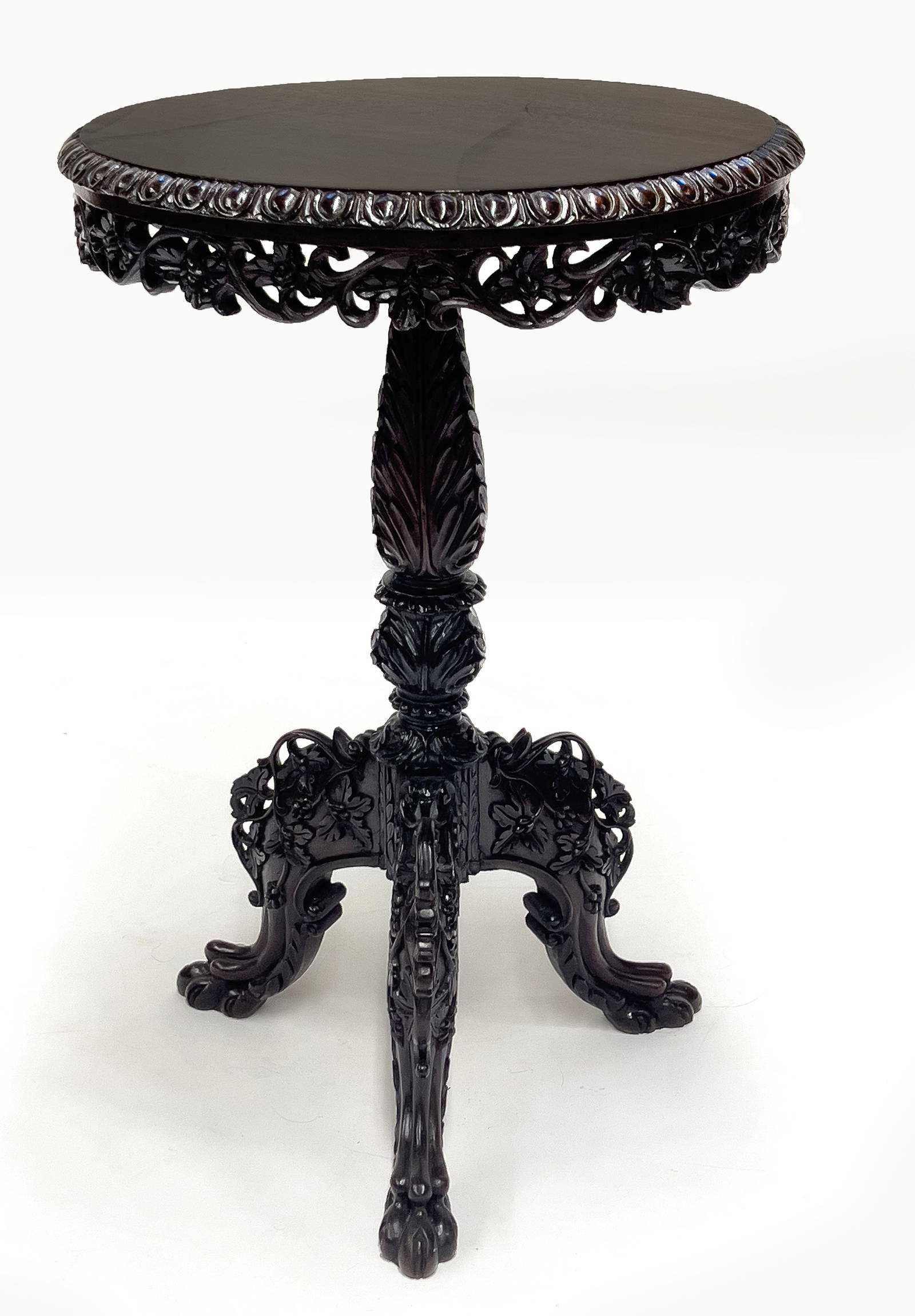 19TH C. CHINESE CARVED HARDWOOD SIDE TABLE