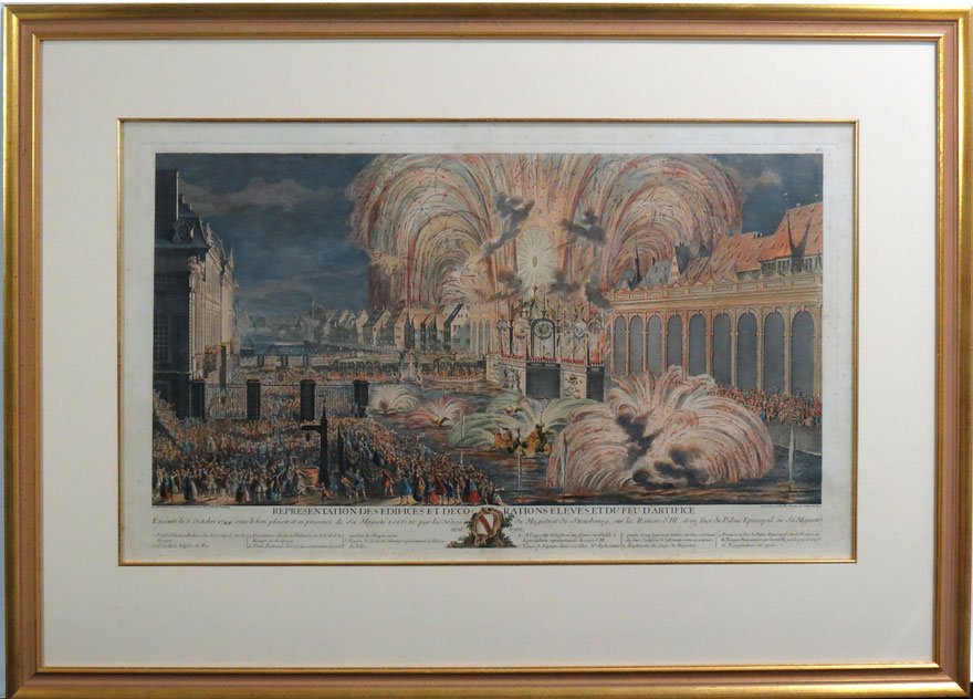 LARGE 18TH C. FRENCH HAND COLORED PRINT - 2