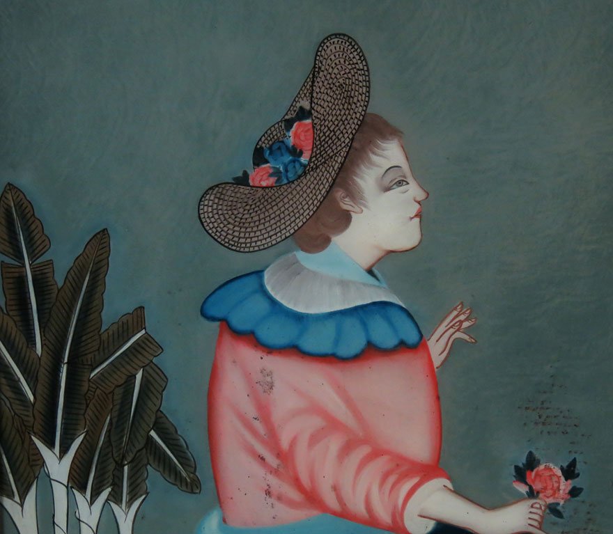 PAIR OF CHINESE EXPORT REVERSE PAINTINGS ON GLASS - 3