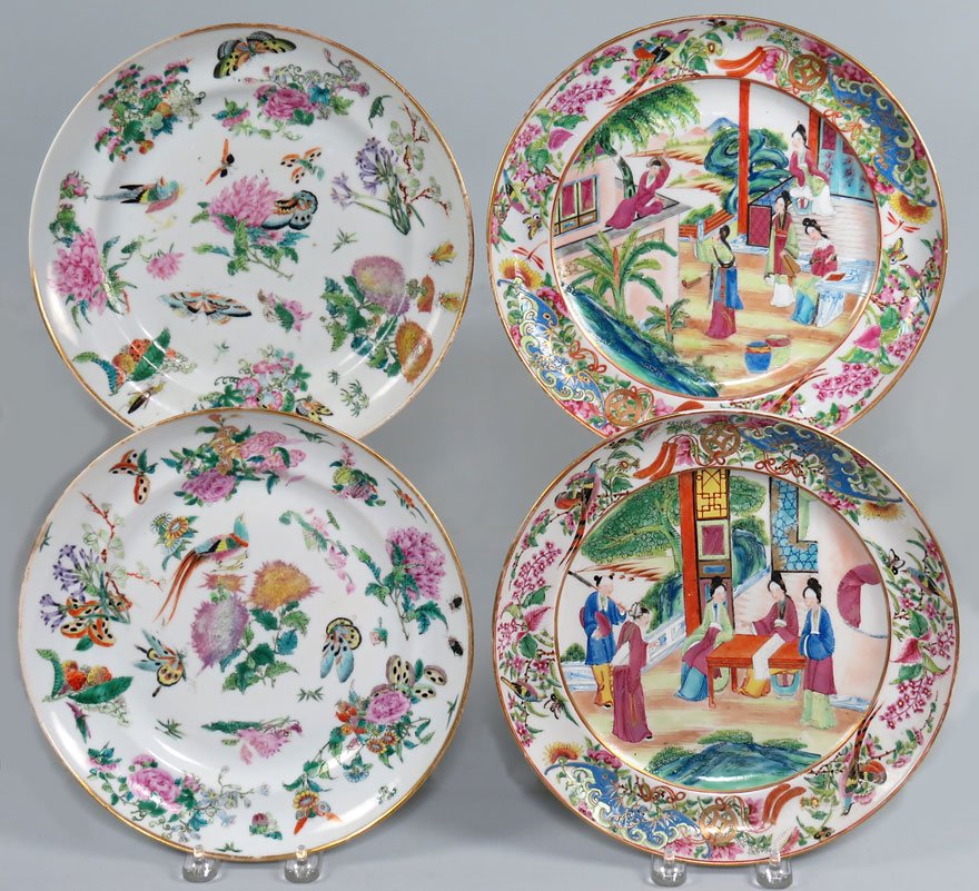 (2 pairs) CHINESE EXPORT PORCELAIN MANDARIN PLATES
