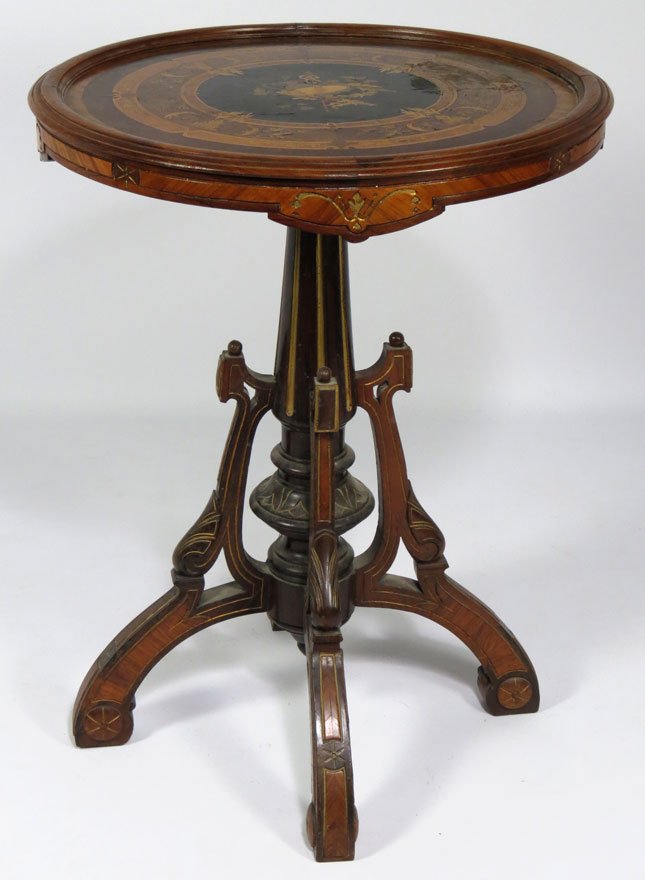 VICTORIAN RENAISSANCE-REVIVAL INLAID WALNUT STAND