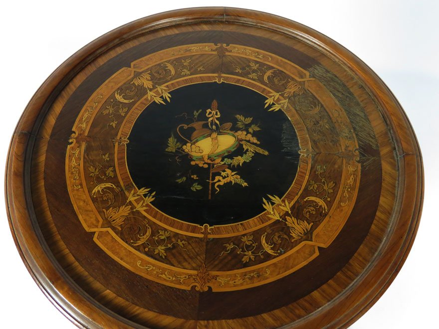 VICTORIAN RENAISSANCE-REVIVAL INLAID WALNUT STAND - 2