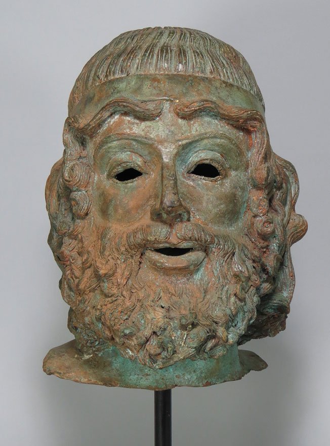 GRECO ROMAN BRONZE HEAD OF POSEIDON - 2