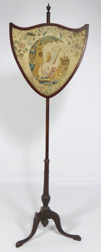 POLE SCREEN WITH GEORGIAN NEEDLEWORK - 2