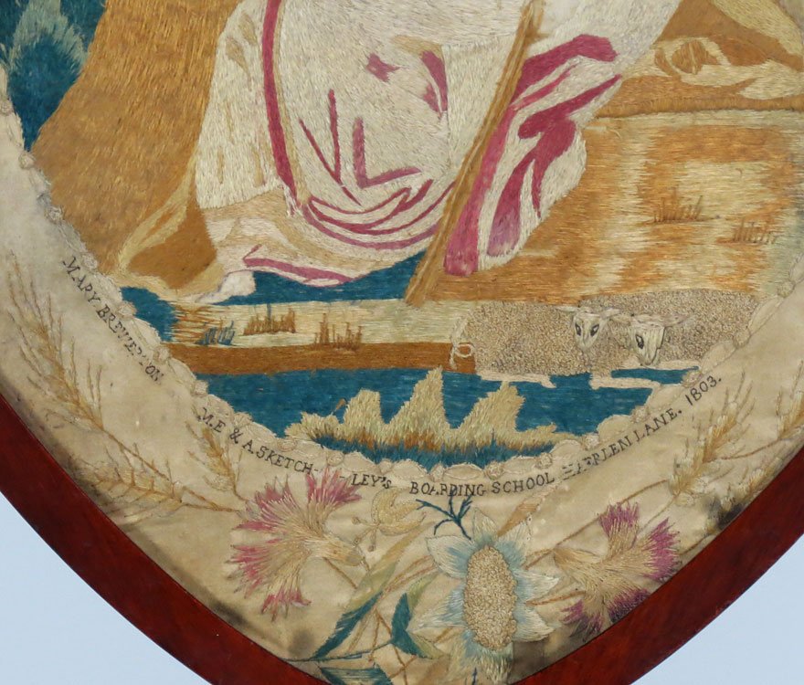 POLE SCREEN WITH GEORGIAN NEEDLEWORK - 3