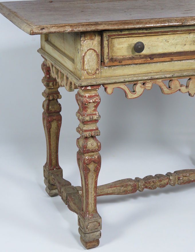 CONTINENTAL BAROQUE-STYLE PAINTED WRITING TABLE - 2