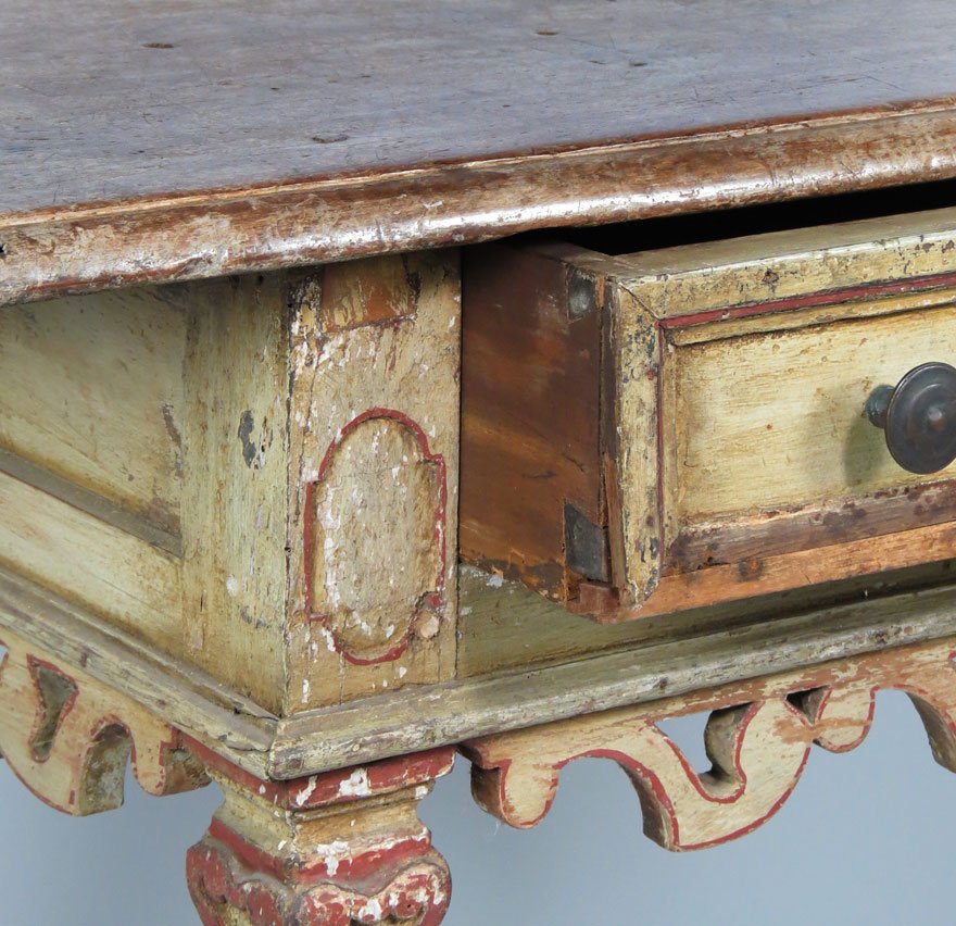 CONTINENTAL BAROQUE-STYLE PAINTED WRITING TABLE - 3