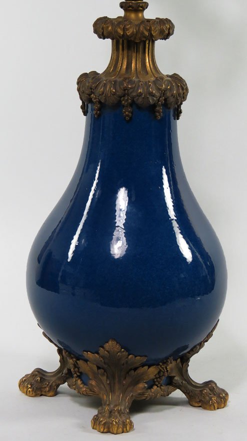 LARGE FRENCH CERAMIC VASE, MOUNTED AS LAMP