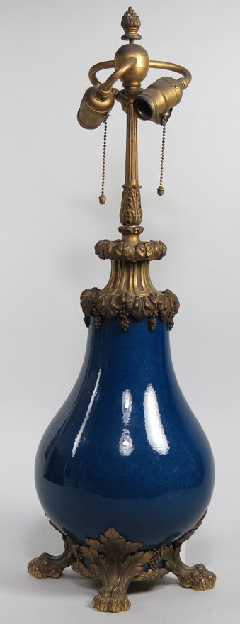LARGE FRENCH CERAMIC VASE, MOUNTED AS LAMP - 2