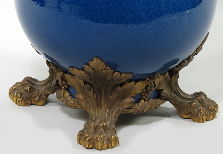 LARGE FRENCH CERAMIC VASE, MOUNTED AS LAMP - 3