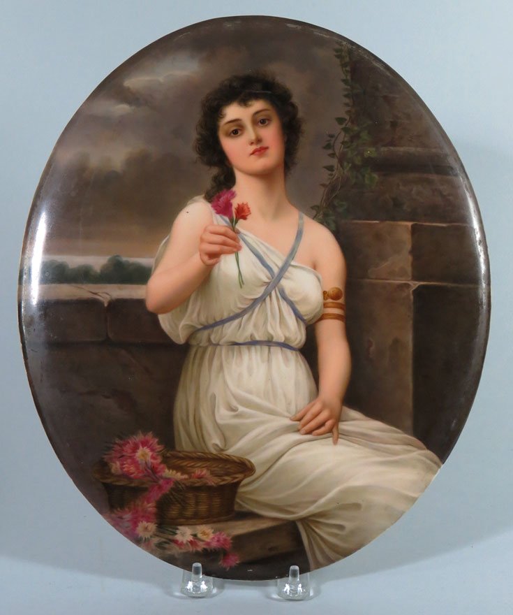 19TH C. KPM GERMAN PORCELAIN OVAL PLAQUE