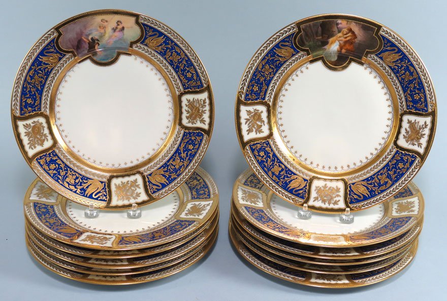 SET OF (12) DRESDEN DINNER PLATES, WAGNER