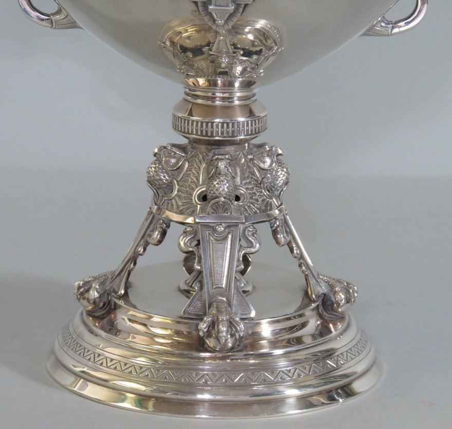 EGYPTIAN-REVIVAL STERLING SILVER FOOTED COMPOTE - 2
