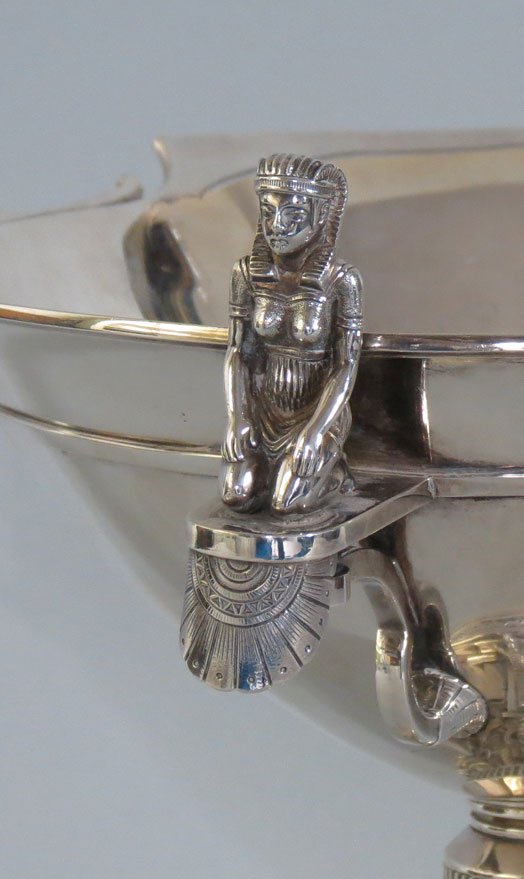 EGYPTIAN-REVIVAL STERLING SILVER FOOTED COMPOTE - 3