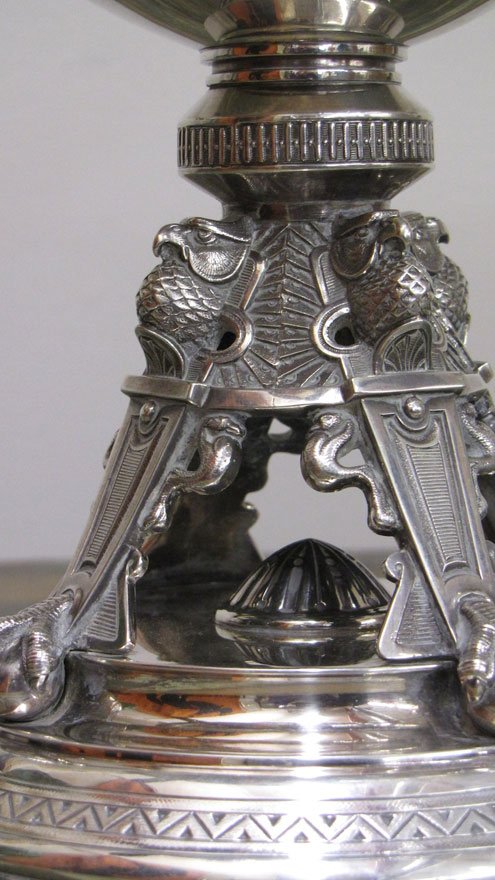 EGYPTIAN-REVIVAL STERLING SILVER FOOTED COMPOTE - 5