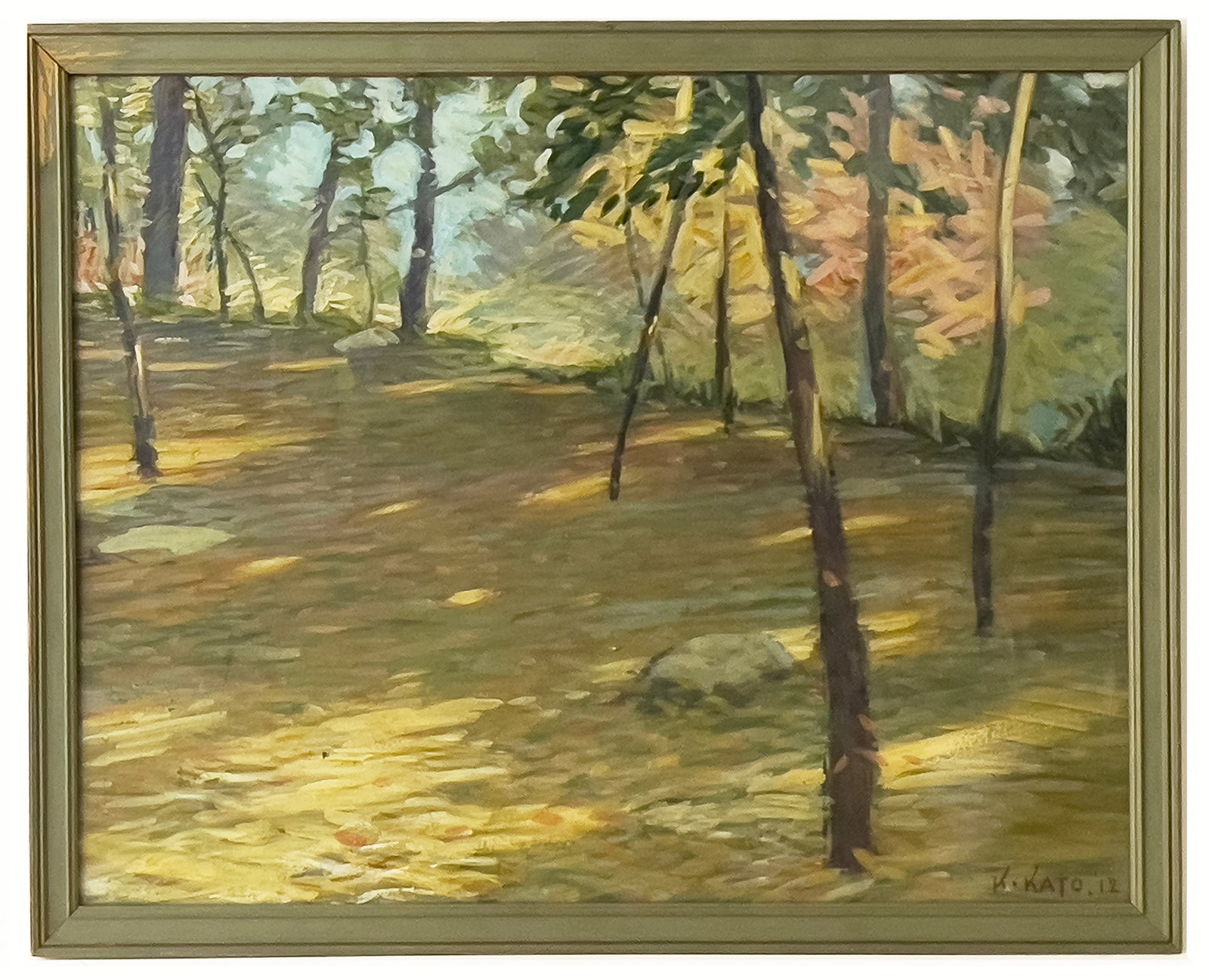 KENTARO KATO (Japanese/New York, 1889-1926) WATERCOLOR: wooded landscape sgn. and dated l.r. K. Kato 12'; 18 by 23 in.; framed, under glass 19.5 by 25.5 in.