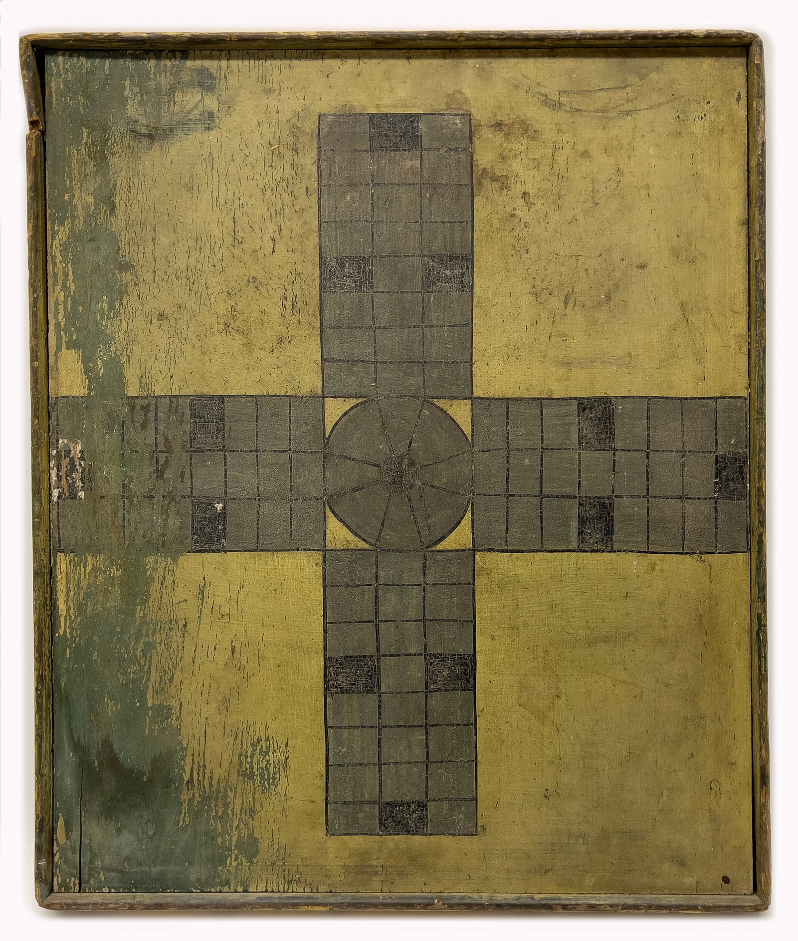 19TH C. PAINTED PARCHEESI GAME BOARD (1 of 2)