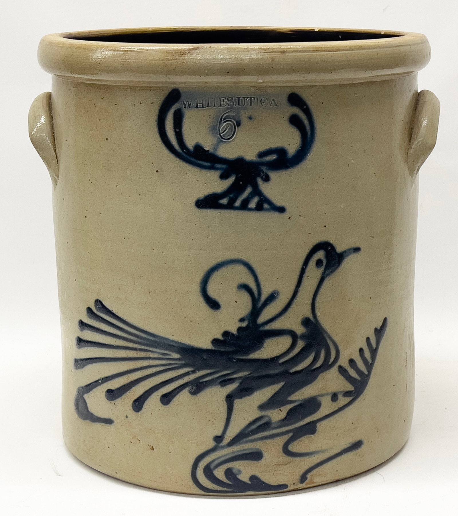 NEW YORK STONEWARE, 6-GALLON BIRD CROCK, WHITES (1 of 1)