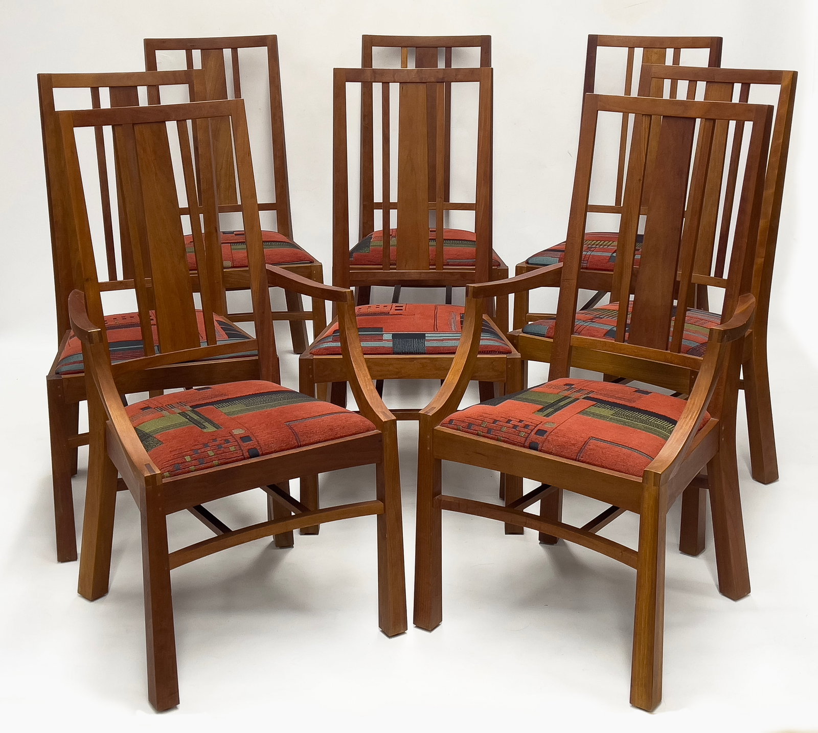 SET OF (8) MOSER CHERRY DINING CHAIRS, AMERICAN BUNGALOW (1 of 3)