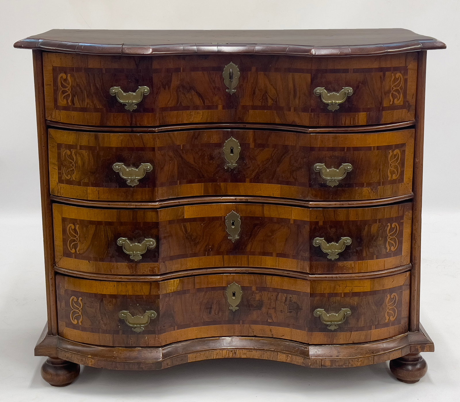 18TH C. GERMAN INLAID OX-BOW COMMODE (1 of 3)