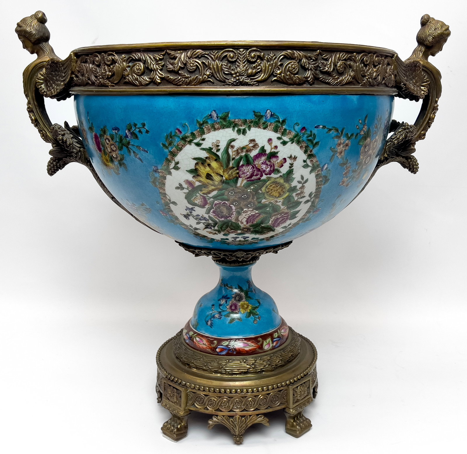 LARGE FRENCH SEVRES-STYLE PORCELAIN AND BRONZE CENTERPIECE (1 of 3)