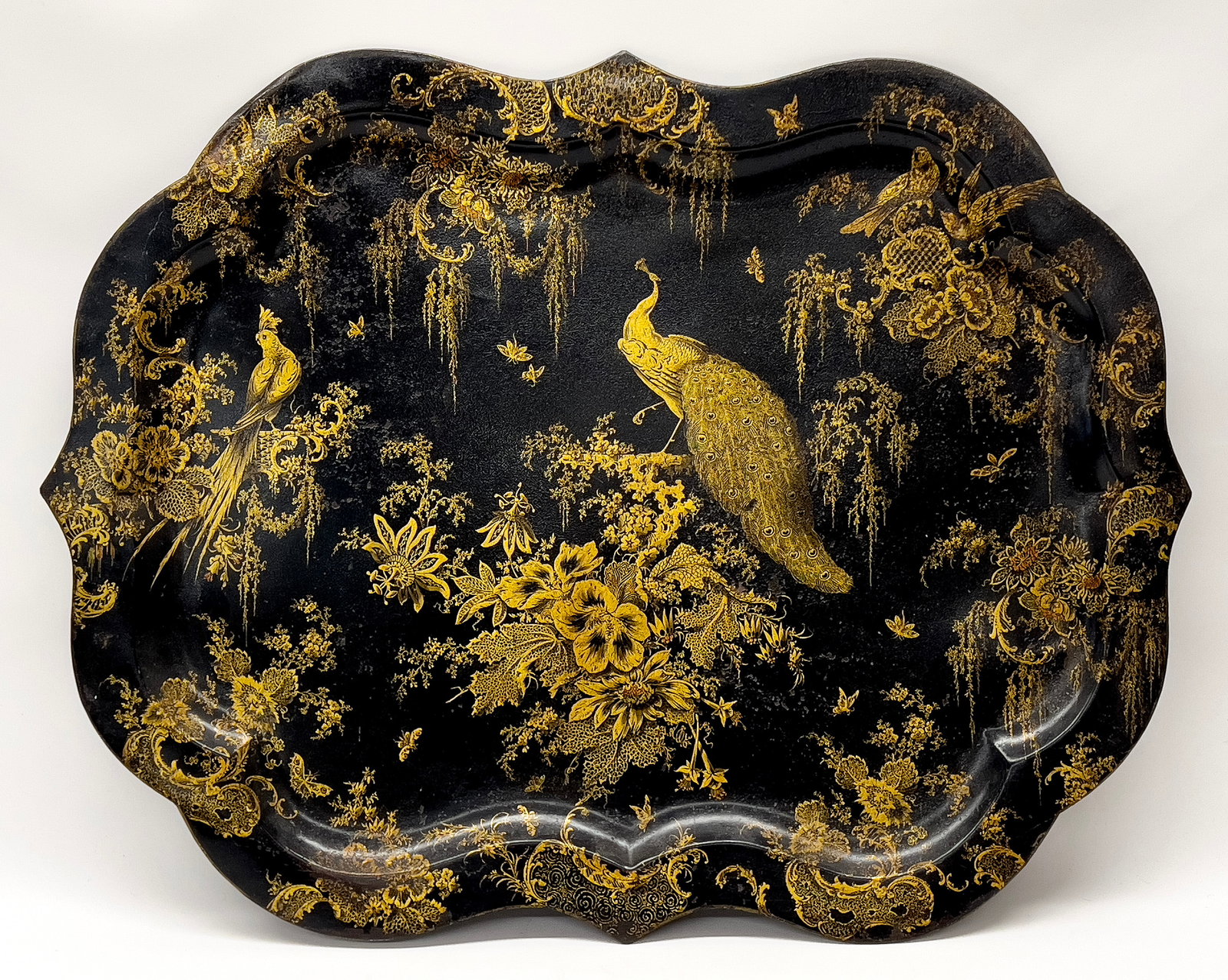 LARGE GOTHIC-STYLE GILT DECORATED TOLE TRAY (1 of 1)