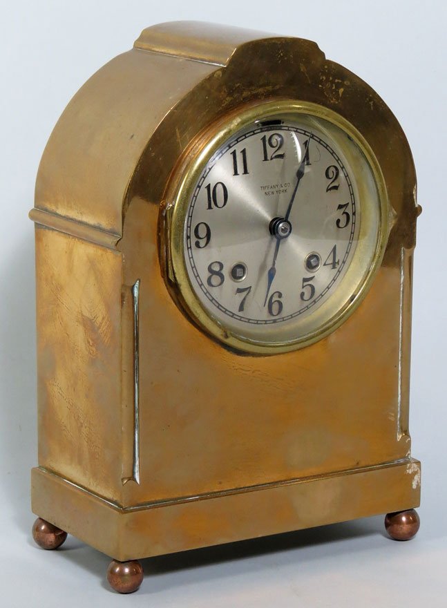 TIFFANY BRASS MANTEL CLOCK