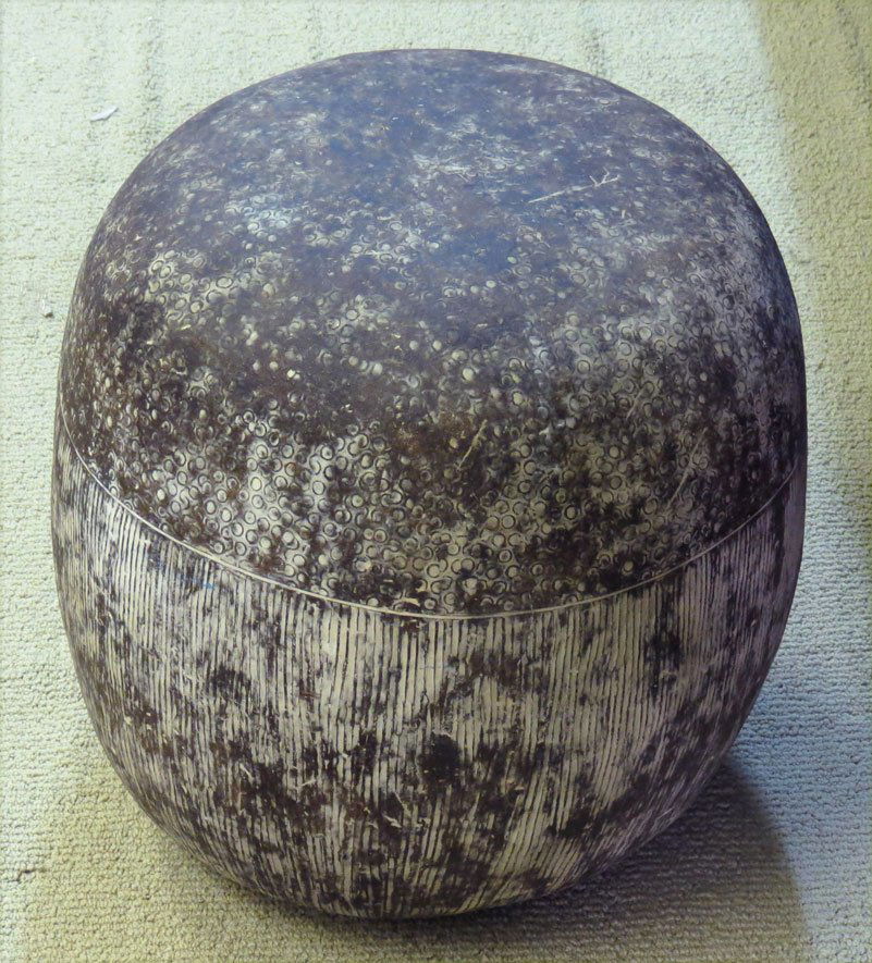 MID-CEN. MODERN POTTERY GARDEN SEAT, CONOVER: sgn. and titled on bottom, CLAUDE CONOVER, “TANAM” (American, 1907-1994)