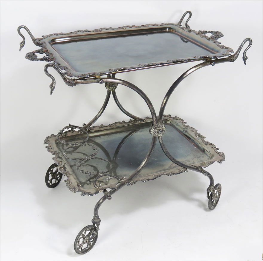 ITALIAN PLATED SILVER TEA/COCKTAIL CART Jan 18, 2014 CRN Auctions, Inc. in MA