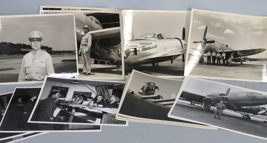 GROUP OF PHOTOGRAPHS BY PETER ABBATE: (David Abbate's father) approx. (20) WORLD WAR II related, incl. Jimmy Dolittle, dated, Jun 19, 1945; (first to drop bomb on Japan), planes, WACs, and objects, dated Aug. 28, 1944; together with (14) 
