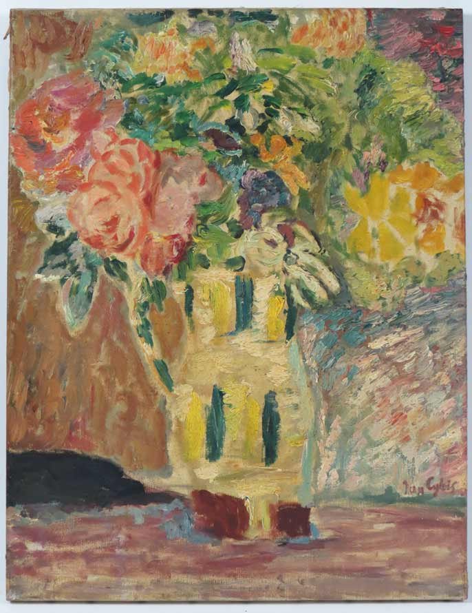 JAN CYBIS (Polish, 1897-1972): floral still-life sgn. l.r. Jan Cybis, o/c, 18 by 14 in., unframed