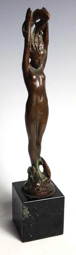 CHESTER BEACH (American, 1881-1956: Glint of the Sea sgn. BEACH cast bronze (brown patina), 7.75”, mounted on black marble plinth