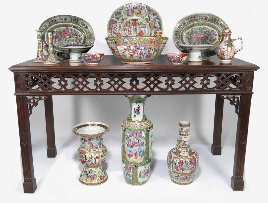 18TH C. GEORGE III MAHOGANY PIER TABLE: poss. Scottish, rectangular-form, pierced scrolling fretwork apron, straight fluted legs ending in block feet, 34”h; 60”w; 26.5”d