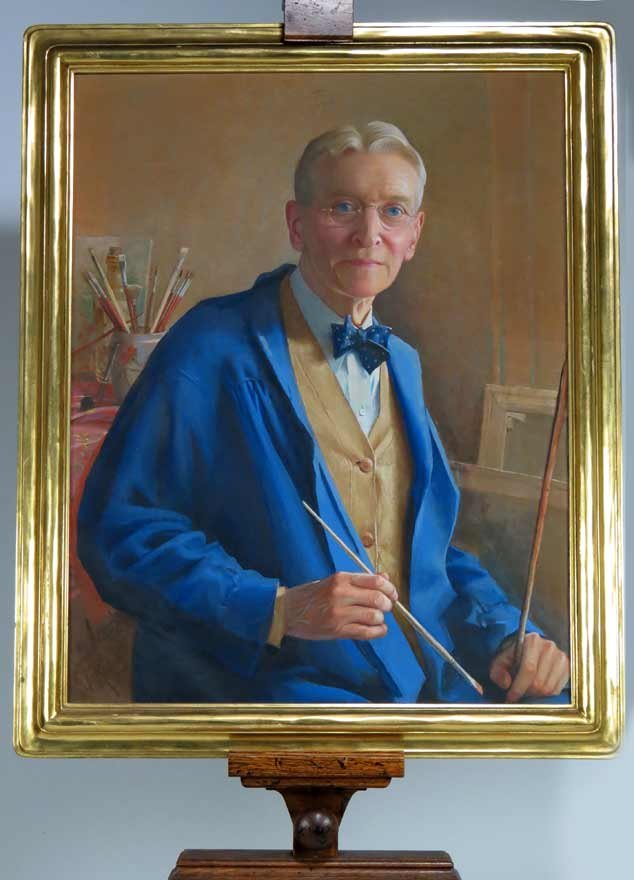 GEORGE FREDERICK KABER (American, 1860-1945): self portrait of the artist, in studio sgn l.l. G.F. Kaber, o/c, 28 by 22 in., gilded frame Ex. Kurt Reynolds collection, Boston