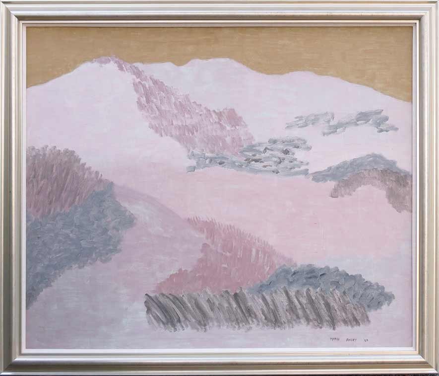 MARCH AVERY (American, b. 1932): winter hills sgn. and dated l.r. March Avery 64, o/c, 40 by 48 in., silver frame From the estate of a prominent Massachusetts art collector.