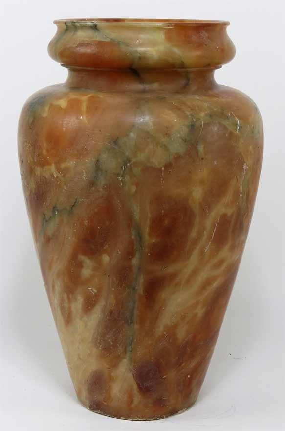 LARGE CLASSICAL MOTTLED ALABASTER URN: late 19th c., 18.5” Ex. Kurt Reynolds collection, Boston
