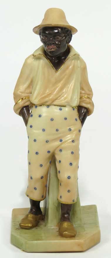 ROYAL WORCESTER PORCELAIN FIGURE, BLACK MAN: Countries of the World Series, late 19th c., 6.75”h From the inherited collection of a Providence, RI gentleman.