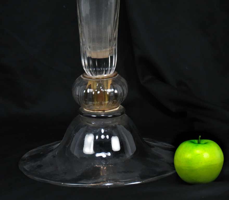 TALL GLASS TRUMPET-FORM FLOOR VASE: 19th c., poss. Stevens and Williams, clear glass with ruffled edge, 41.5”h Ex. Kurt Reynolds collection, Boston