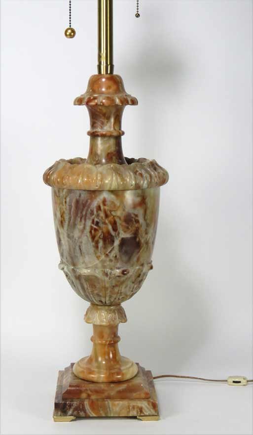 LARGE ALABASTER URN-FORM TABLE LAMP: 40” Ex. Kurt Reynolds collection, Boston