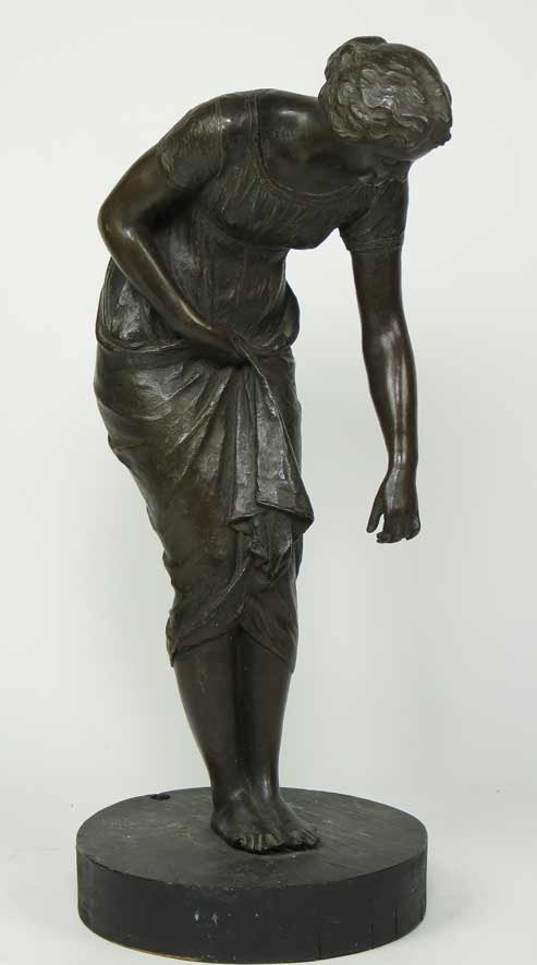 FERDINAND SEEBOECK (Austrian, b.1864): woman at grotto (grotto element missing) incised F. Seeboeck, Roma 1901 cast bronze, 14” From the estate of a prominent Massachusetts art collector.