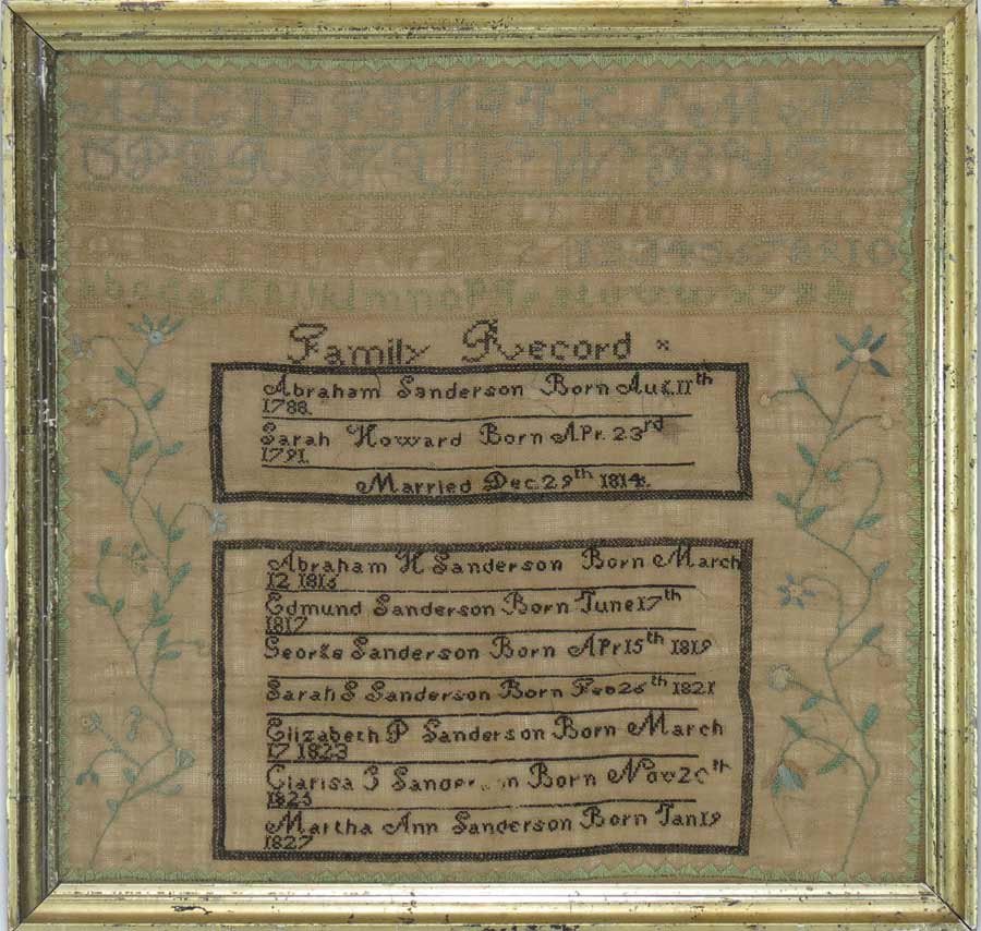 SANDERSON NEEDLEWORK FAMILY RECORD (1 of 2)